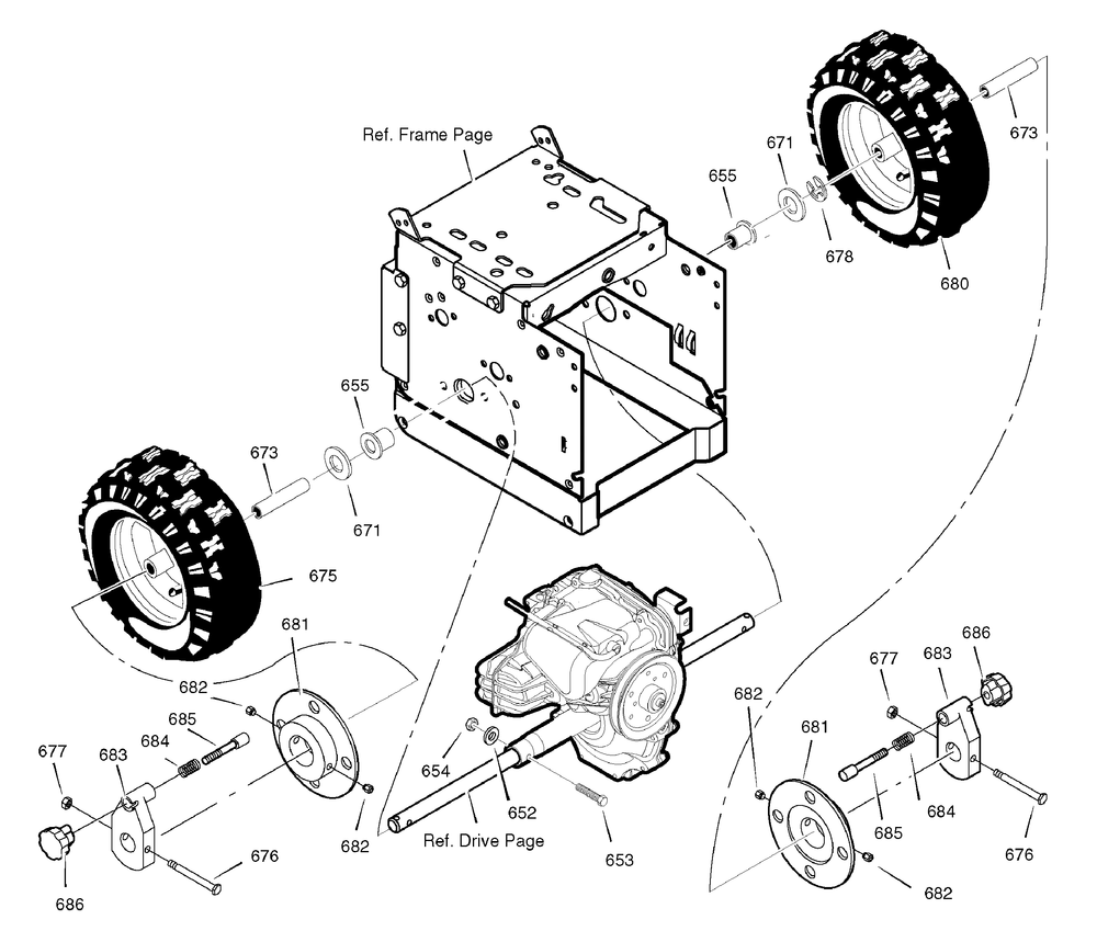 Wheels Diagram and Parts List for 1695373-6271200X43 2007 Briggs and Stratton Snow Blower